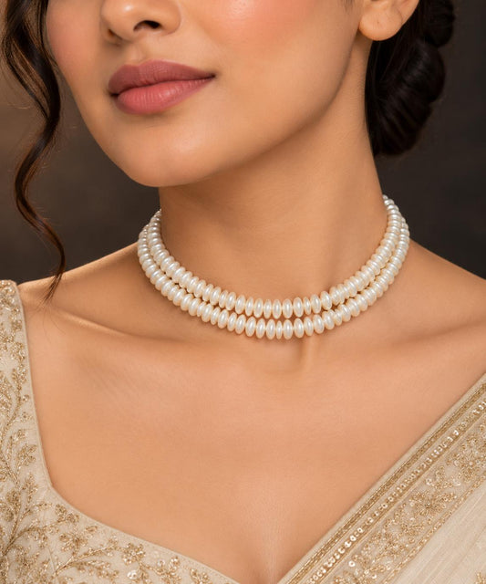 Ivory Whisper Double-Strand Pearl Choker
