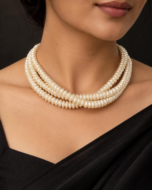 Royal Cascade Triple-Layer Pearl Choker