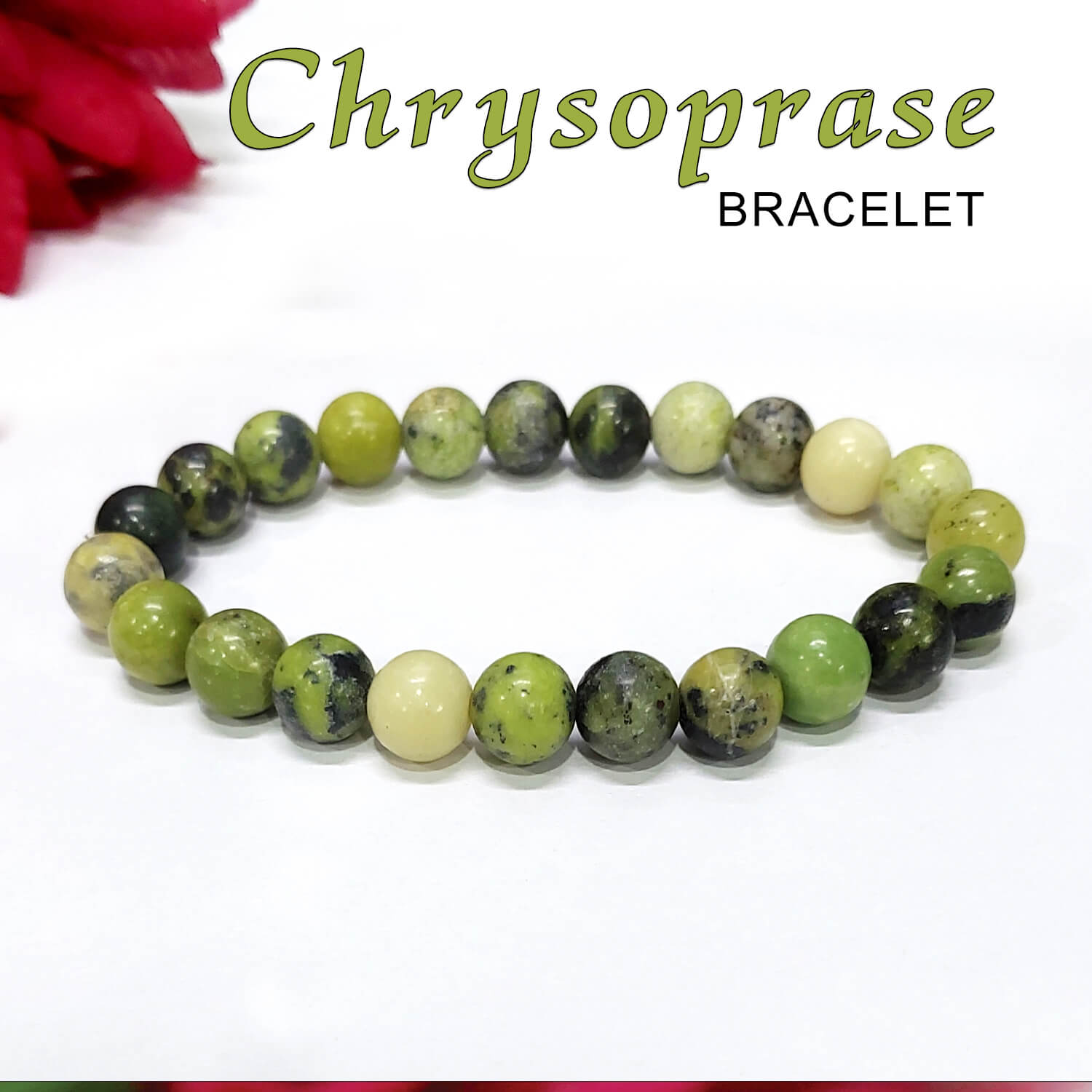 Natural Australian Jade Chrysoprase Bracelet - Slide Adjustable 16.5 to  24cm - Unisex - Hunting Stones