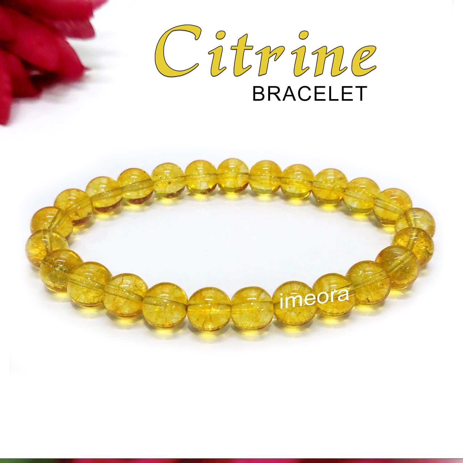 Yellow Natural Citrine Bracelet For FashionHealingsVastu Shastra Size  25 Inch