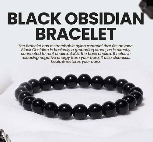 Certified Premium Black Obsidian 8mm Natural Stone Bracelet