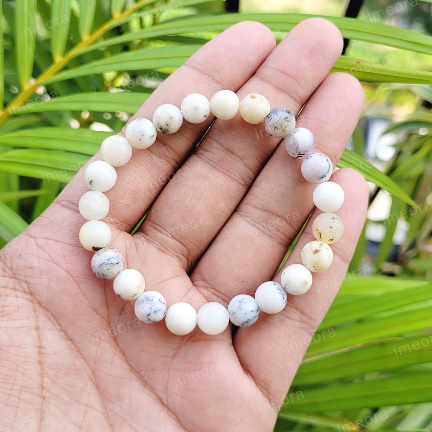 Certified Dendritic Opal 8mm Natural Stone Bracelet