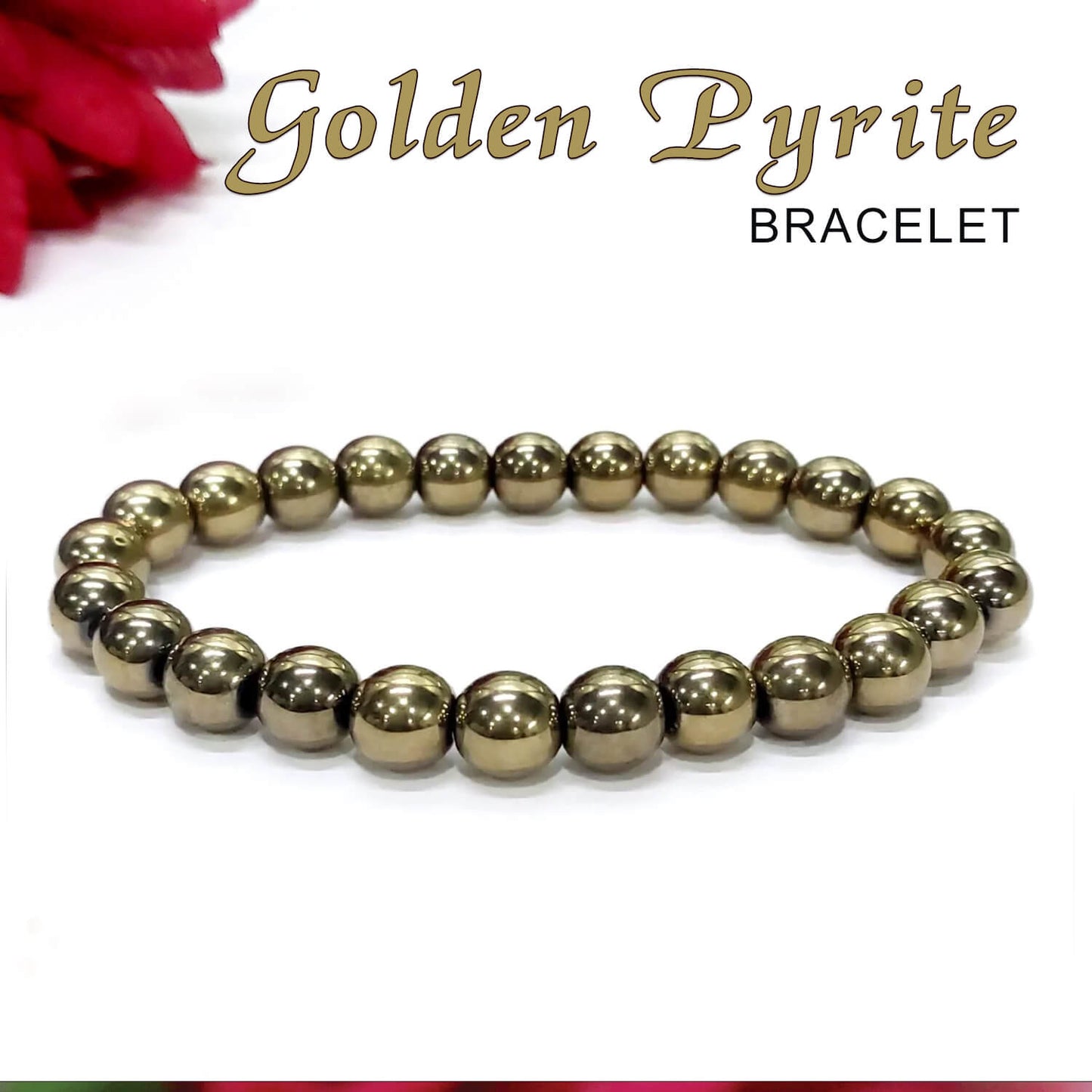 Certified Golden Pyrite 8mm Natural stone Bracelet