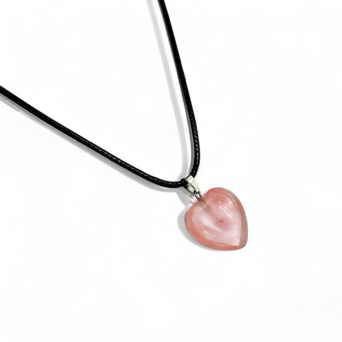 Heart Shape Stone Pendants With 17 Inches Leatherite Adjustable Chain
