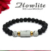 Howlite Matte Tumble Bracelet With Lava Stone And Golden Hematite
