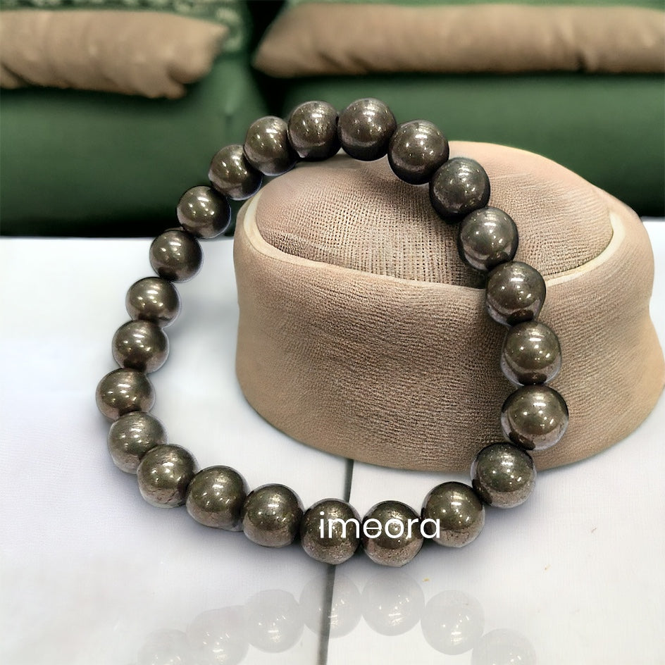 Certified Premium Pyrite 8mm Natural Stone Bracelet