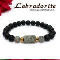 Premium Labradorite Matte Tumble Bracelet With Lava Stone And Golden Hematite