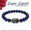 Lapis Lazuli Matte Tumble Natural Stone Bracelet With Golden Hematite