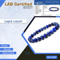 Certified Lapis Lazuli 8mm Natural Stone Bracelet