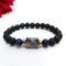 Lapis Lazuli Matte Tumble Bracelet With Lava Stone And Golden Hematite