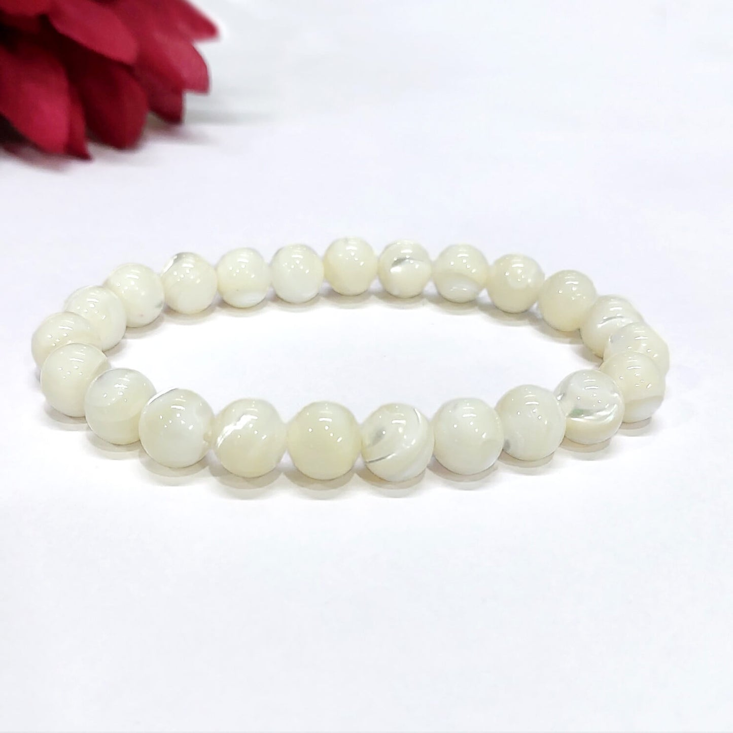 Certified Mother of Pearl 8mm Natural Stone Bracelet