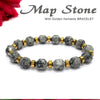 Diamond Cut Map Stone With Golden Hematite Natural Stone Bracelet