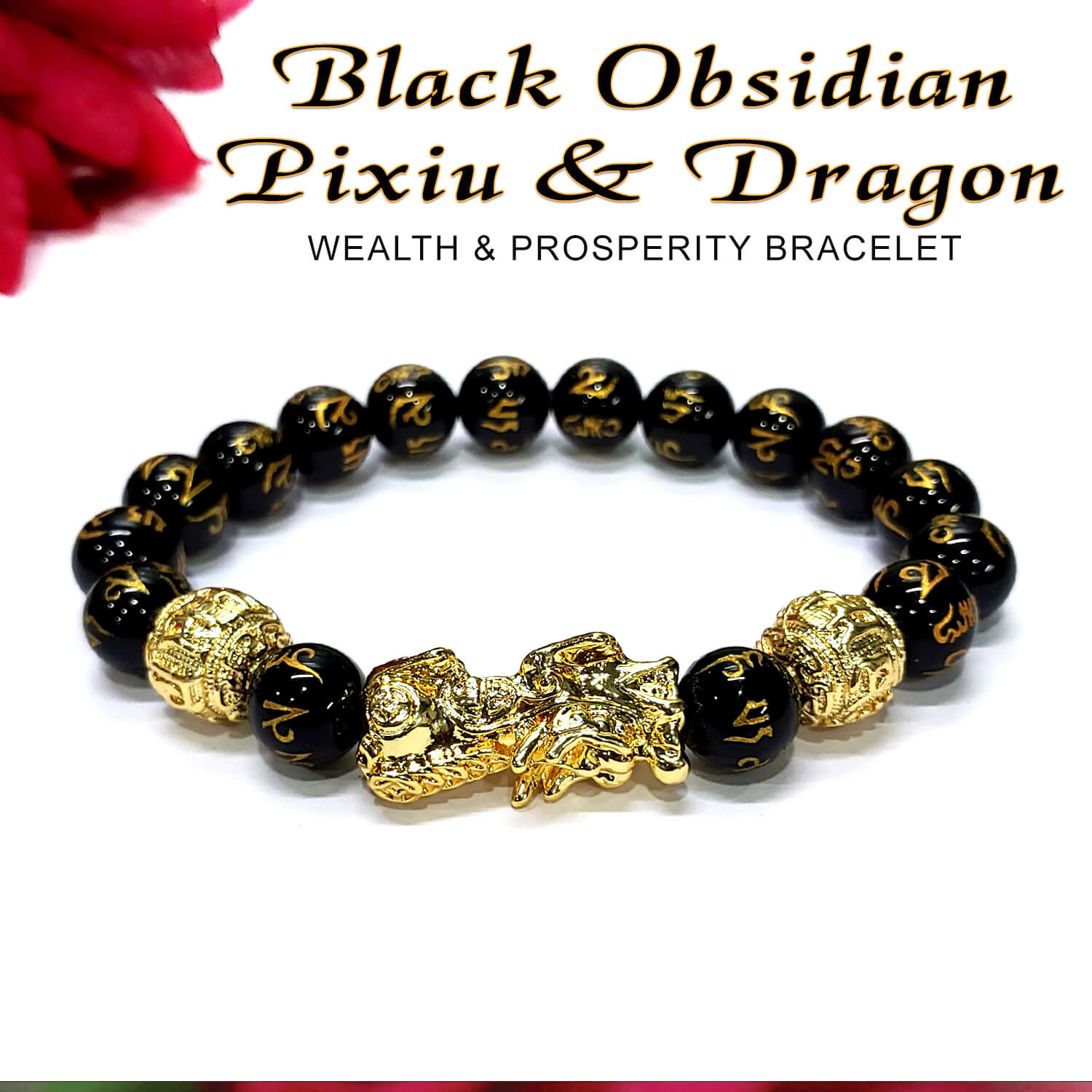 Black Obsidian Bracelet with Copper Ball Spacers - Spirit Connexions