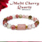 Multi Cherry Quartz Matte Tumble Bracelet With Golden Hematite