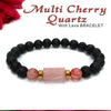 Multi Cherry Quartz Matte Tumble Bracelet With Lava Stone And Golden Hematite