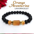 Orange Aventurine Tumble Bracelet With Lava Stone And Golden Hematite