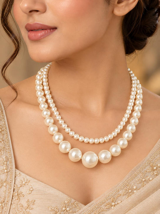 Celestial Grace Double-Layer Pearl Necklace