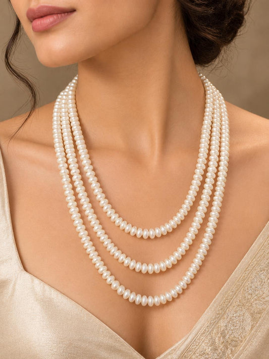 Pearl Cascade Triple-Layer Necklace