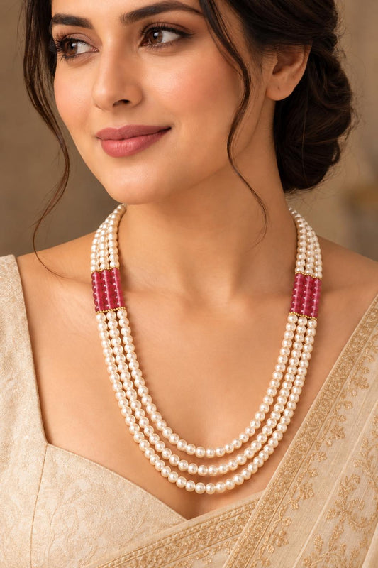 Ruby Grace Triple-Layer Pearl Necklace