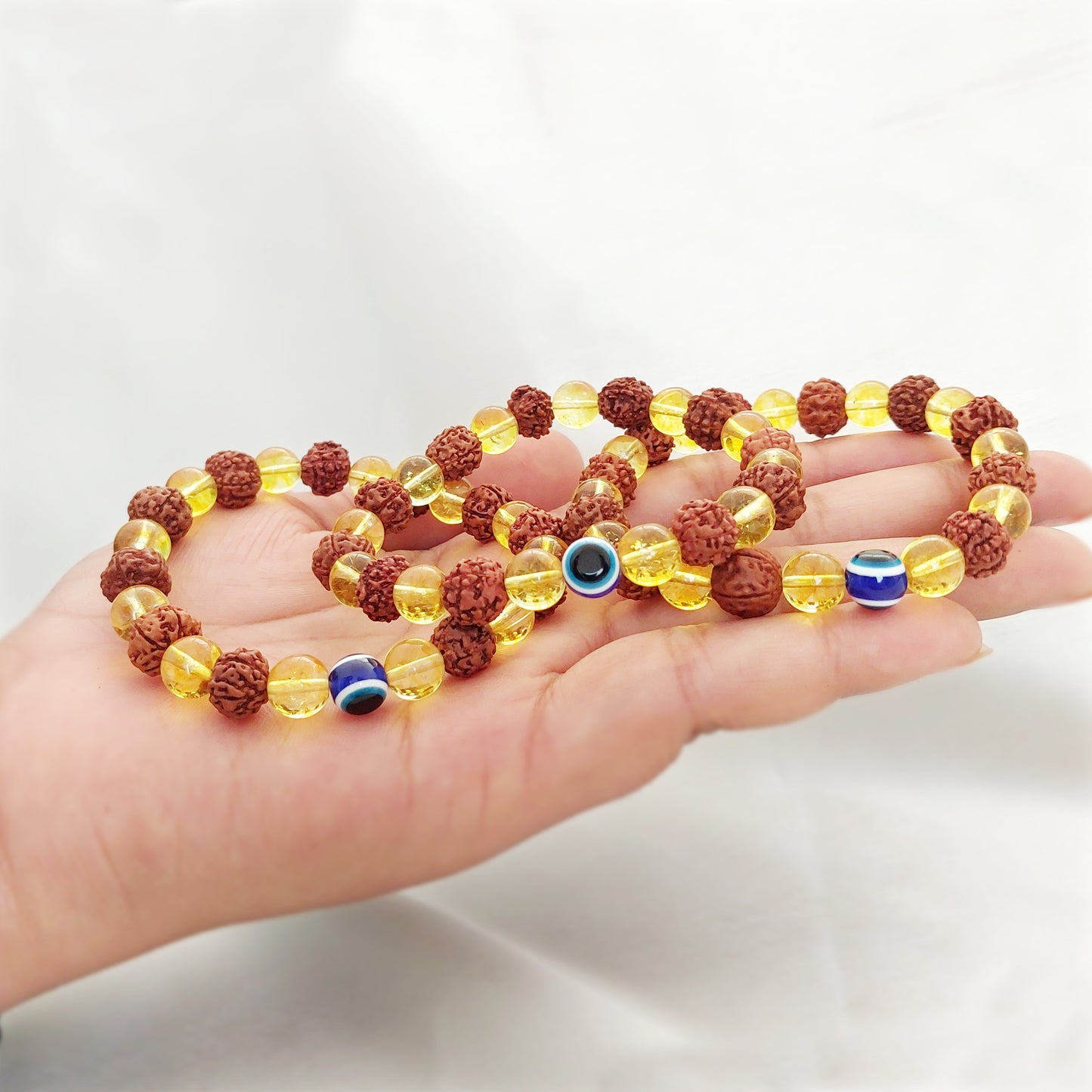 Rudraksha Citrine And Evil Eye Bracelet