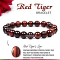 Certified Red Tiger Eye 8mm Natural Stone Bracelet