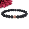 Certified Lava Natural Stone 8mm Bracelet With Rhodochrosite