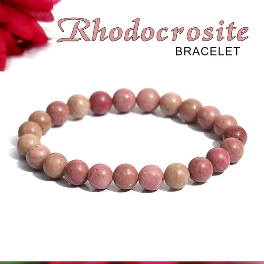 Certified Rhodochrosite 8mm  Natural Stone Bracelet