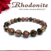 Diamond Cut Rhodonite With Golden Hematite Natural Stone Bracelet