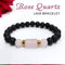 Rose Quartz Matte Tumble Bracelet With Lava Stone And Golden Hematite