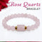 Rose Quartz Matte Tumble Natural Stone Bracelet With Golden Hematite