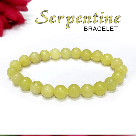 Certified Premium Serpentine 8mm Natural Stone Bracelet