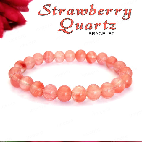Certified Strawberry Quartz 8mm Natural Stone Bracelet