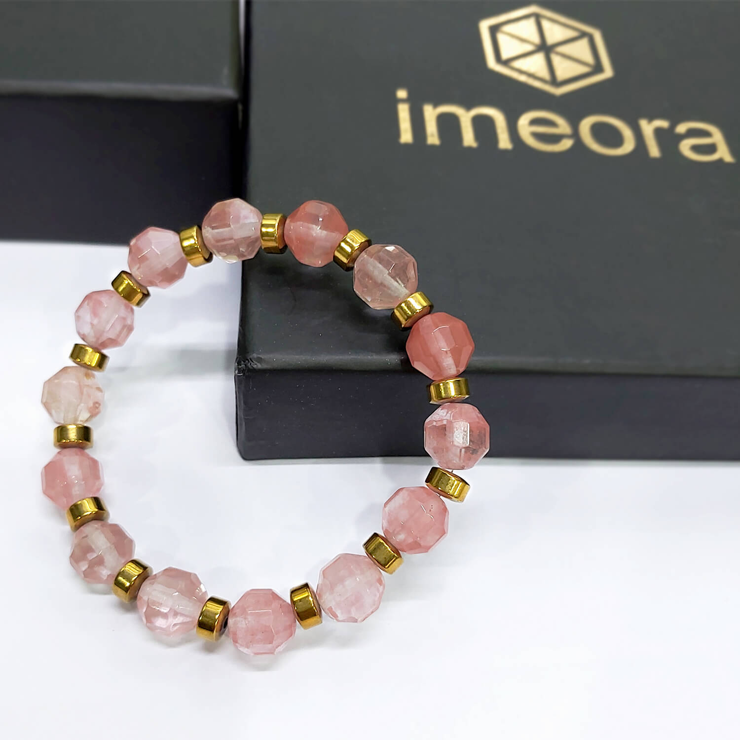 Create and Inspire Gemstone online Bracelet Set Strawberry Quartz Polychrome Jasper Chocolate Calcite Rutile Quartz