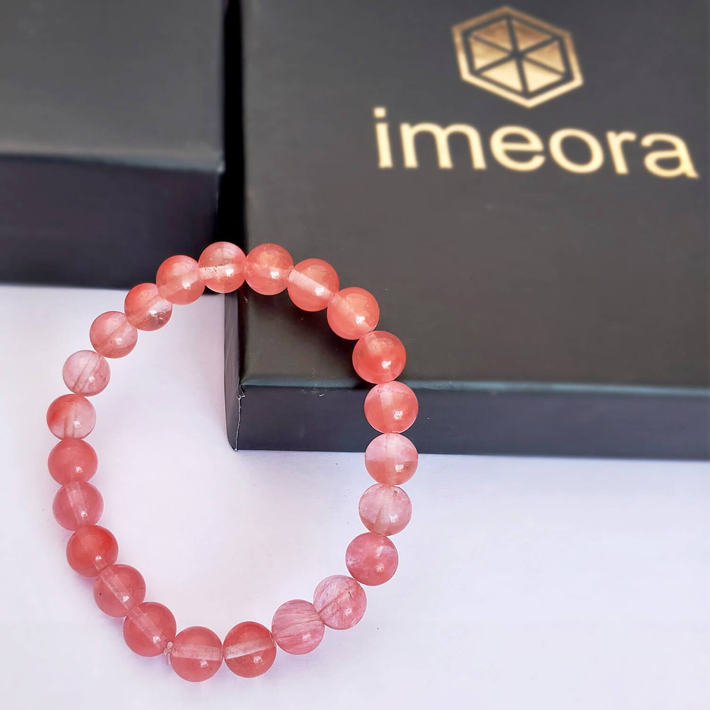 Certified Strawberry Quartz 8mm Natural Stone Bracelet