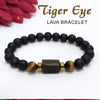 Tiger Eye Matte Tumble Bracelet With Lava Stone And Golden Hematite