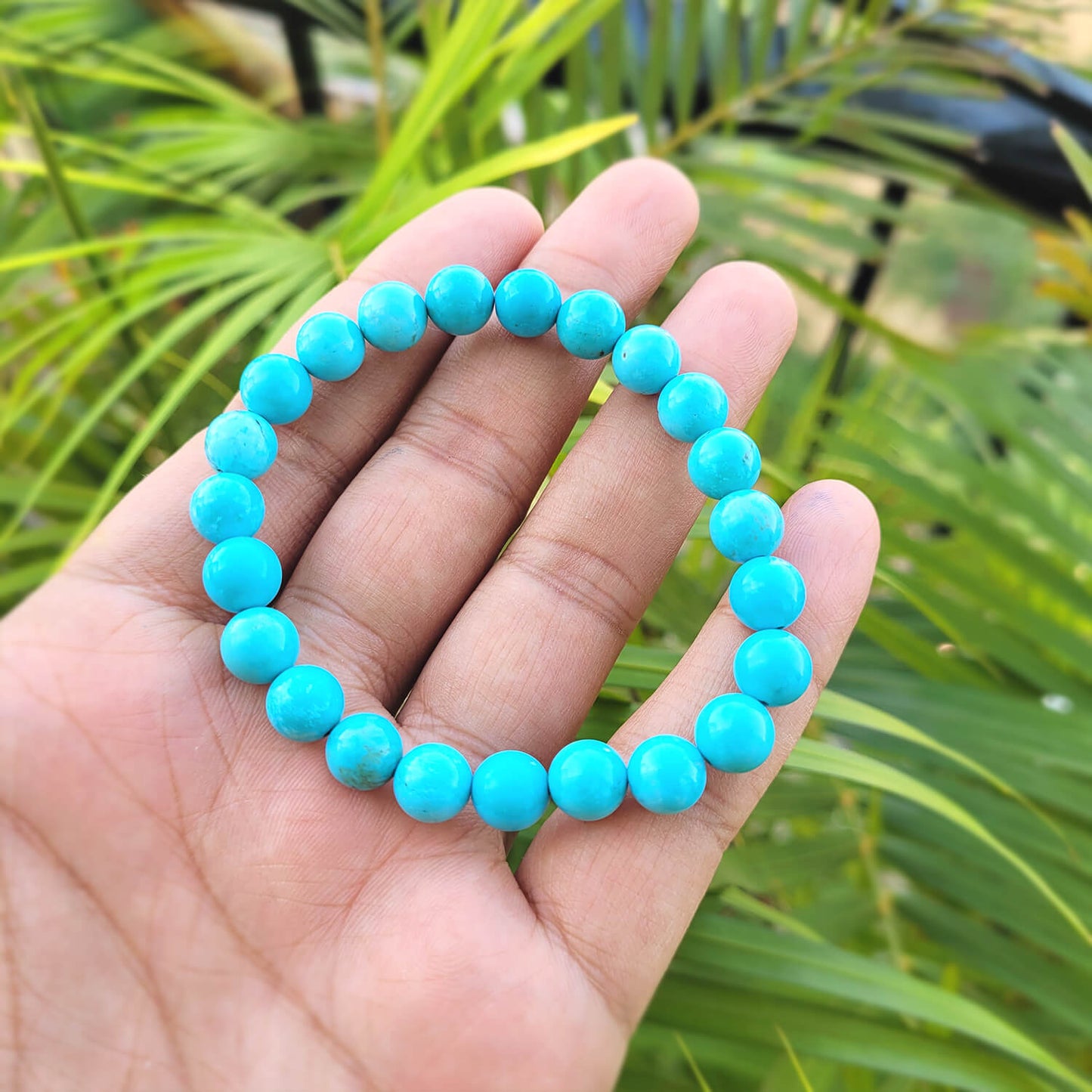 Certified Premium Blue Magnesite Turquoise 8mm Natural Stone Bracelet