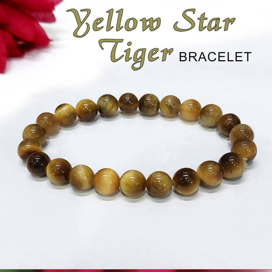 Certified Yellow Star Tiger 8mm Natural Stone Bracelet