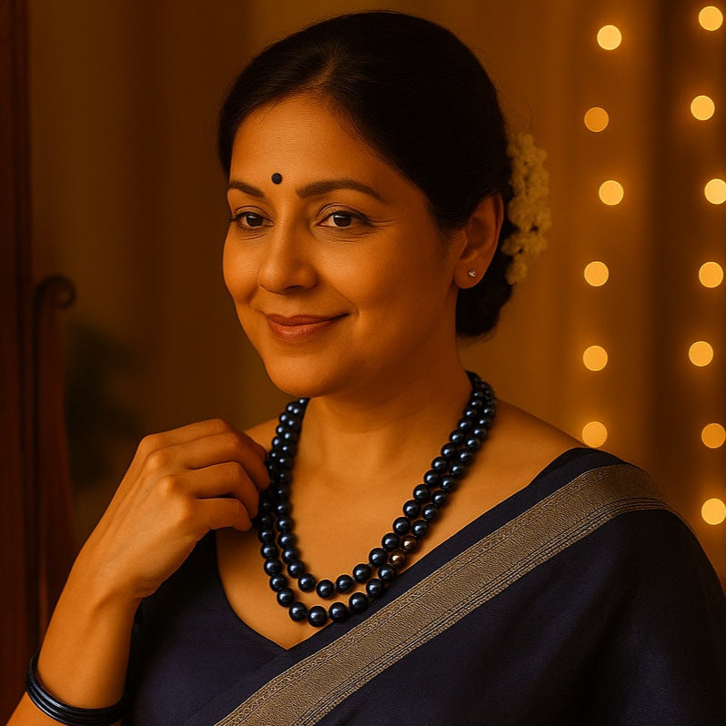 Moonlit Blue Pearl Glow Necklace