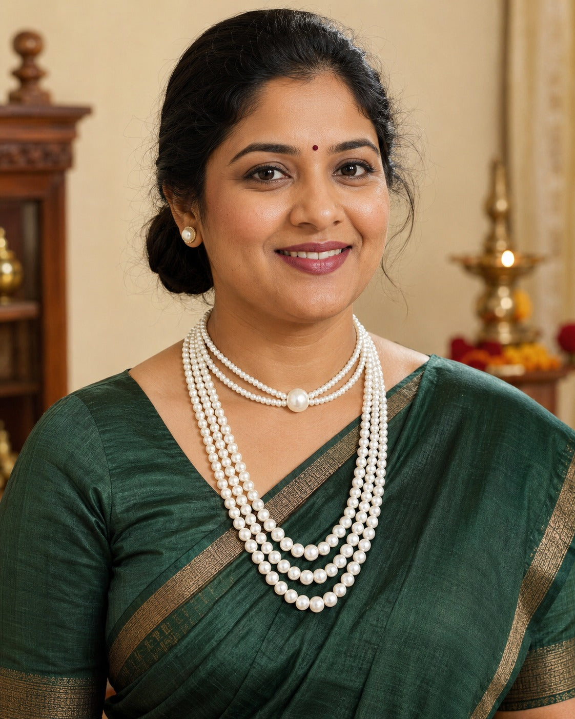 Classic Layered Pearl Necklace Set With Choker
