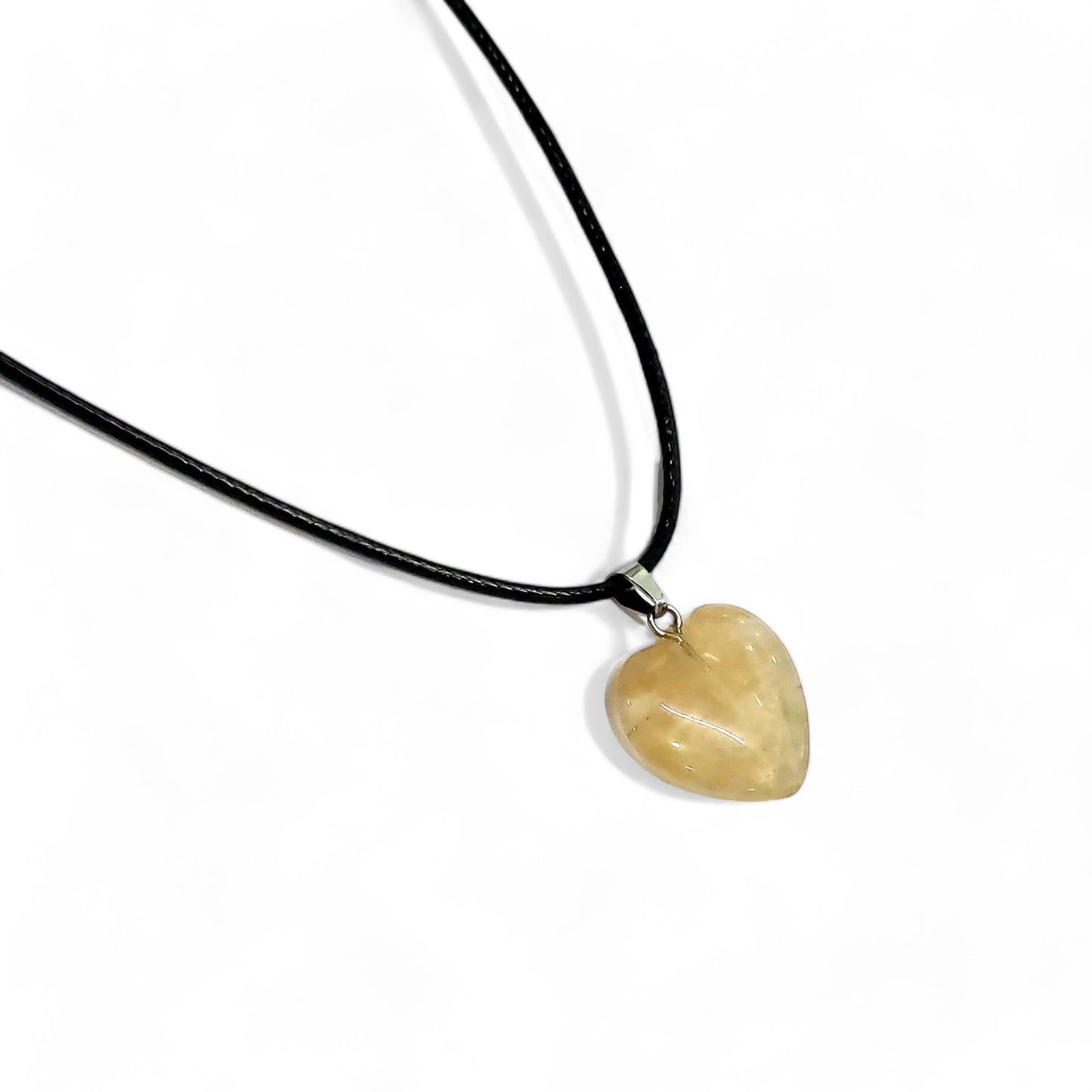 Heart Shape Stone Pendants With 17 Inches Leatherite Adjustable Chain