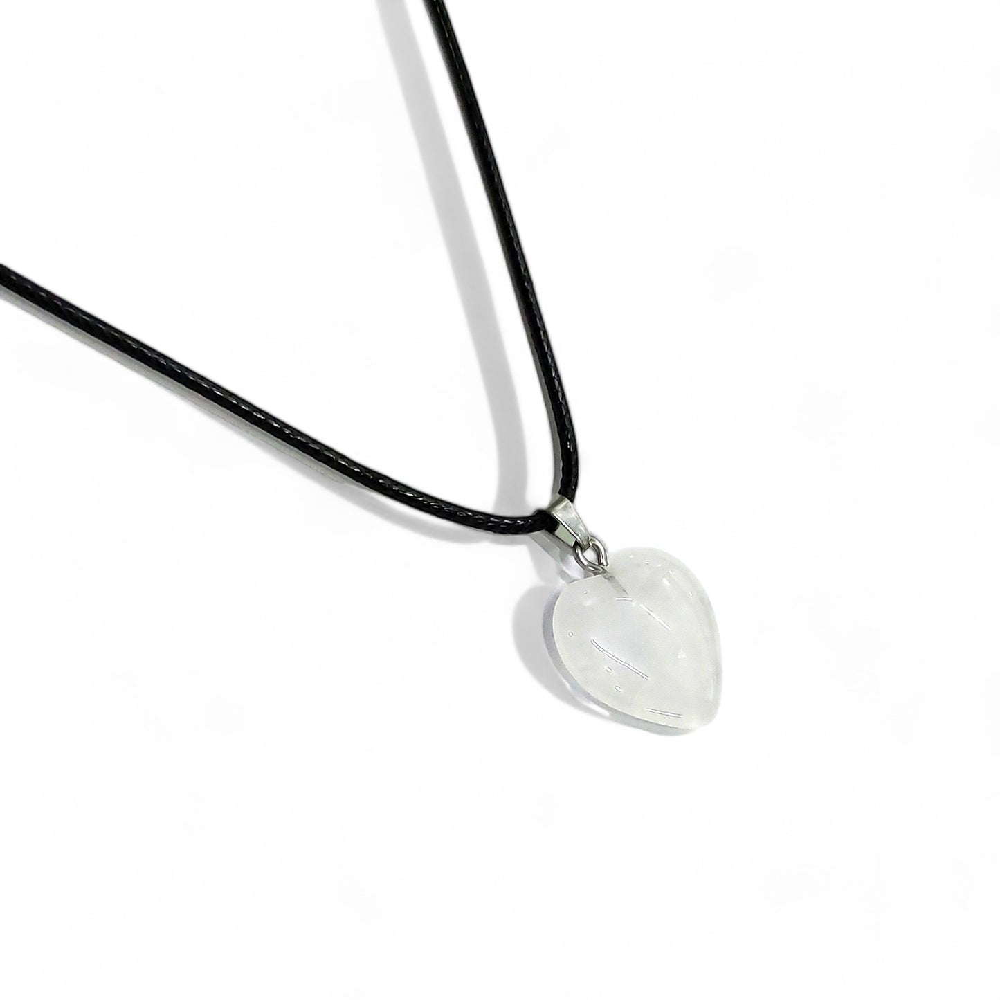 Heart Shape Stone Pendants With 17 Inches Leatherite Adjustable Chain