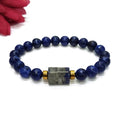 Lapis Lazuli Matte Tumble Natural Stone Bracelet With Golden Hematite