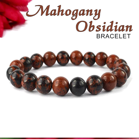 Certified Mahogany Obsidian 8mm Natural Stone Bracelet