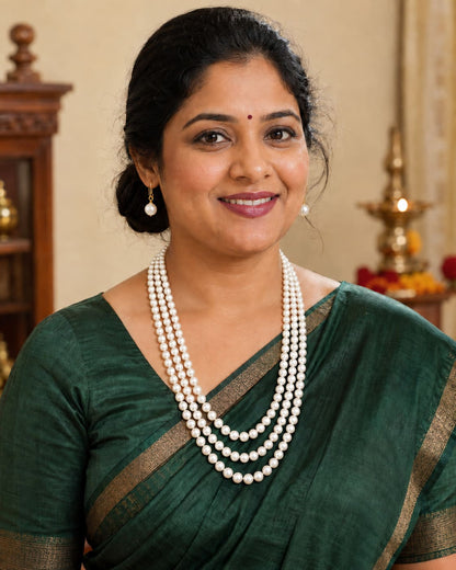 Three Layer Pearl Necklace Set