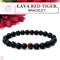 Certified Lava Natural Stone 8mm Bracelet With Red Tiger Eye
