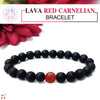 Certified Lava Natural Stone 8mm Bracelet With Red Carnelian