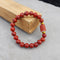 Red Jasper Tumble Natural Stone Bracelet With Golden Hematite