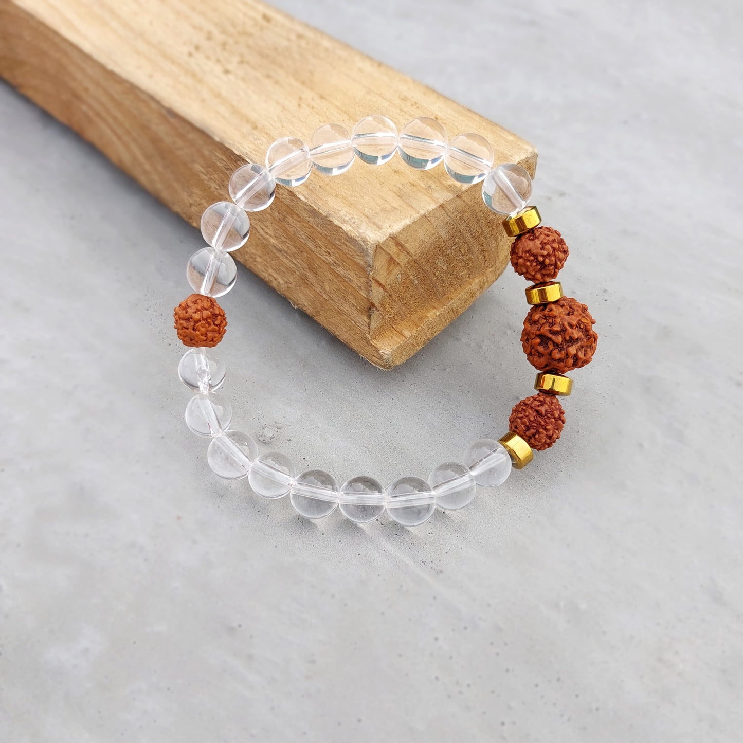 Certified Rudraksha And Clear Quartz Bracelet