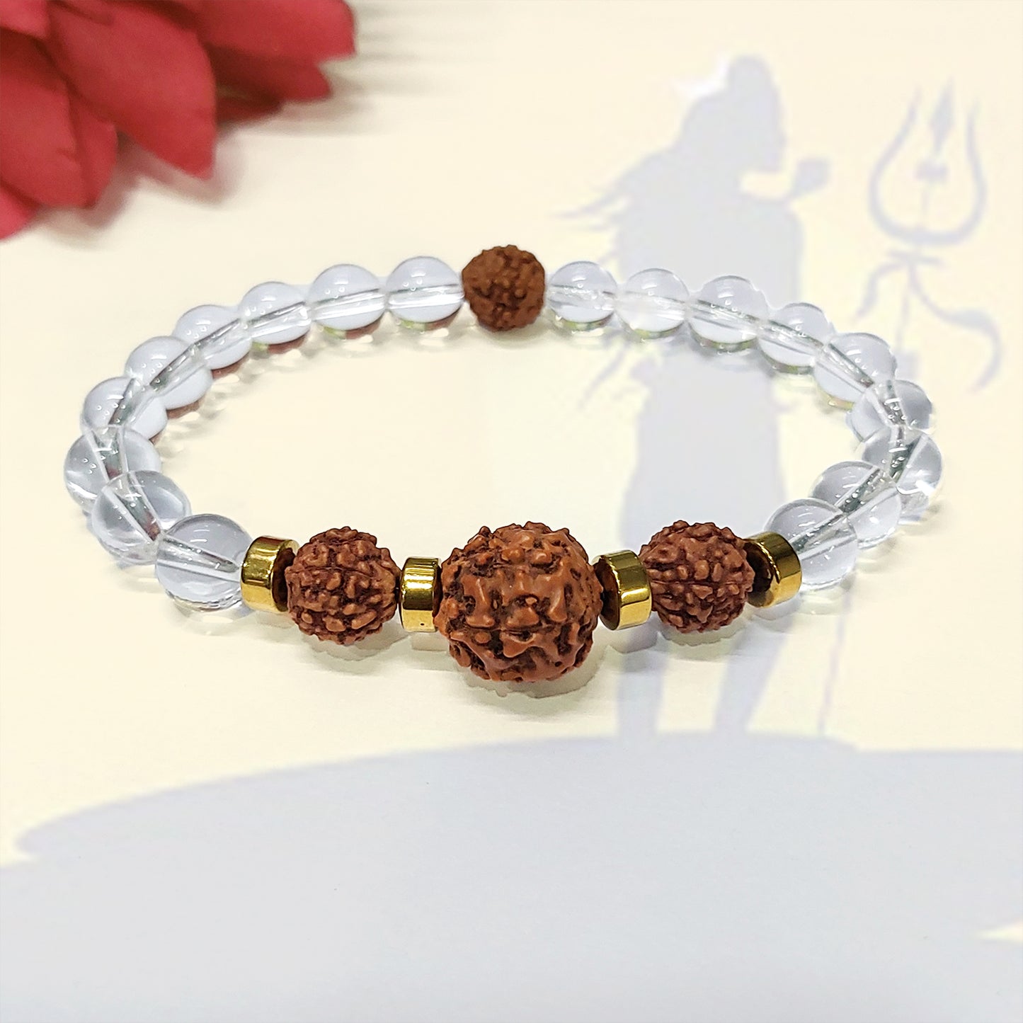 Certified Rudraksha And Clear Quartz Bracelet