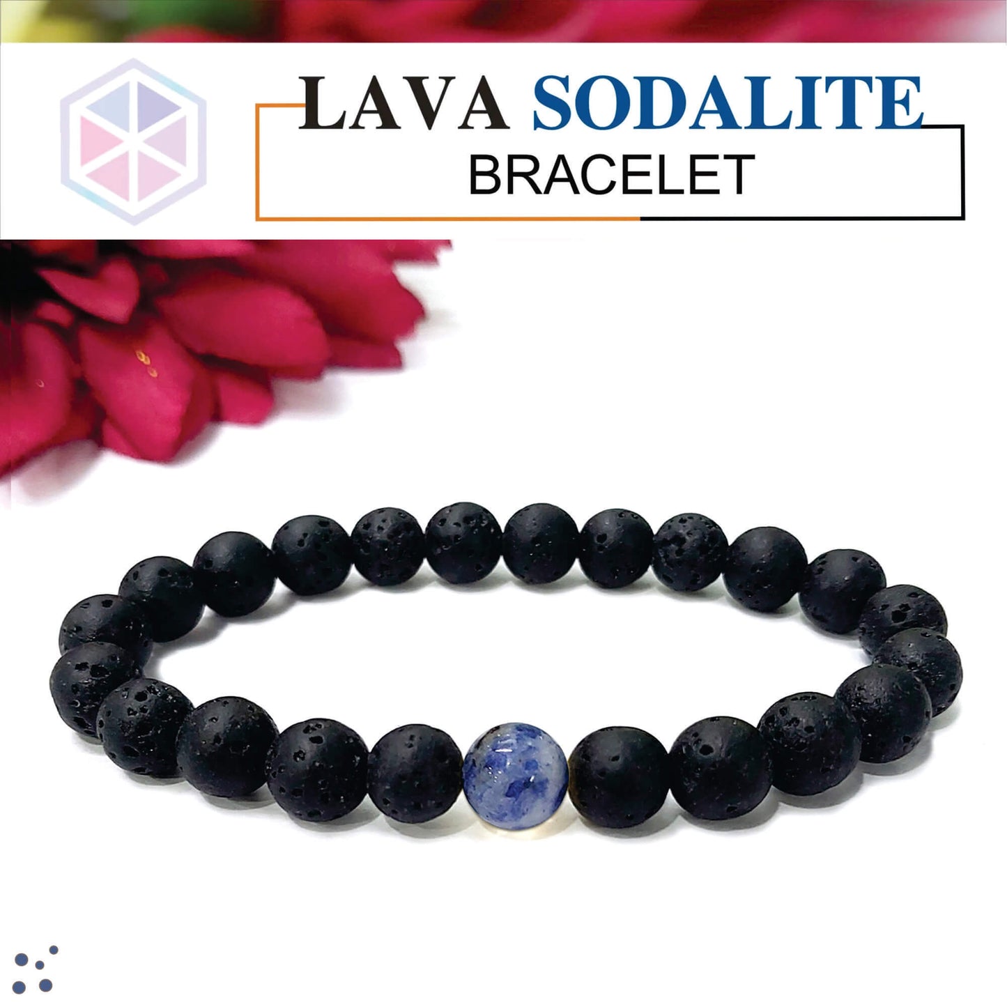 Certified Lava Natural Stone 8mm Bracelet With Sodalite